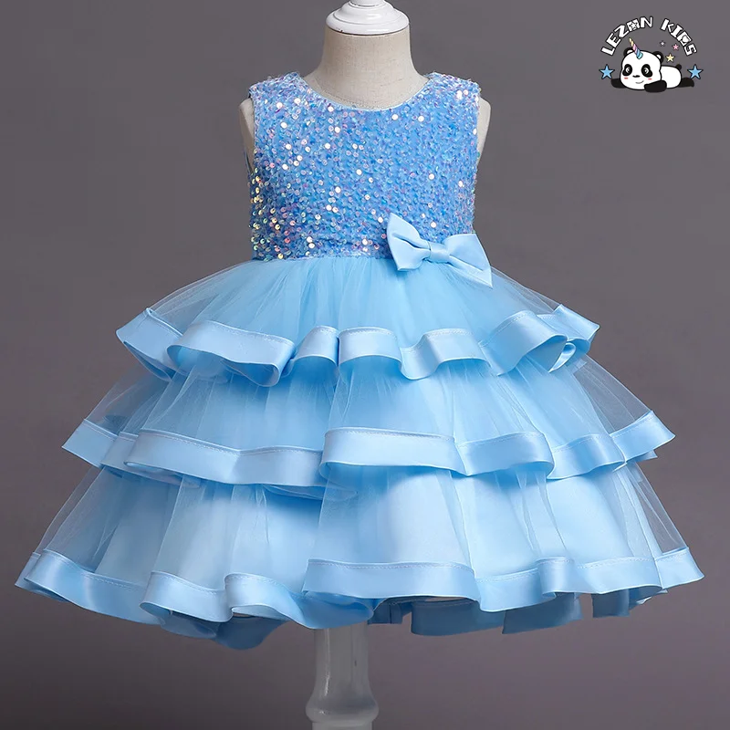 LEZONKIDS - Vestido de Criança Estilo Europeu para Meninas, Vestidos de Noiva para Crianças, Tutus para Festa de Aniversário para Meninas sem Manga